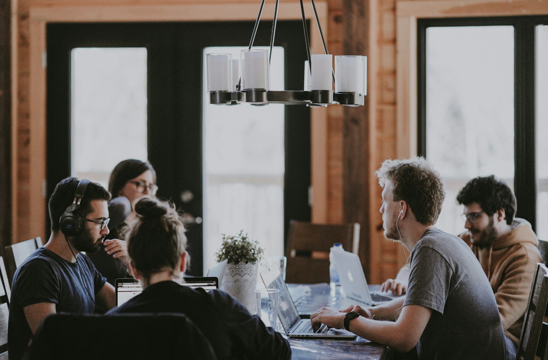 Business team collaborating around a table