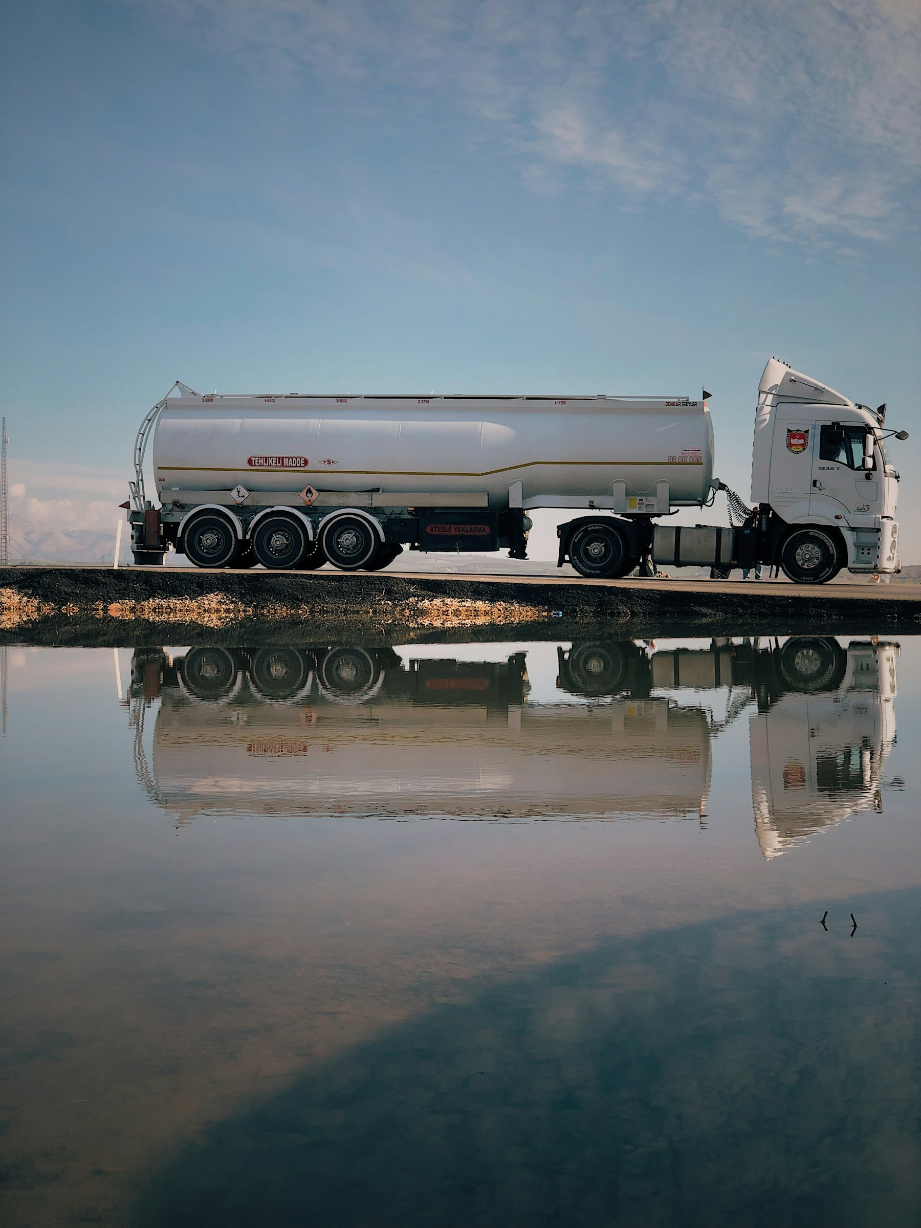 Commercial truck traveling on an open road